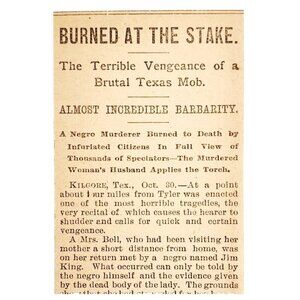 1895 Murderer Burned At The Stake Article Texas Mob Passaic News Victorian F13K